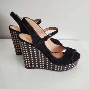 Tory Burch Ollie Suede Hole-Punch Wedge Sa…